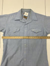Flying R Ranchwear Vintage Mens Blue Short Sleeve pearl snap Button up size L