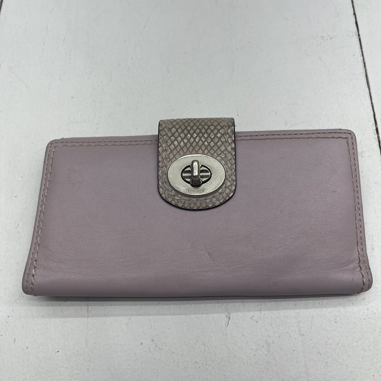 Coach Purple Snake Embossed Bi Fold Leather Wallet