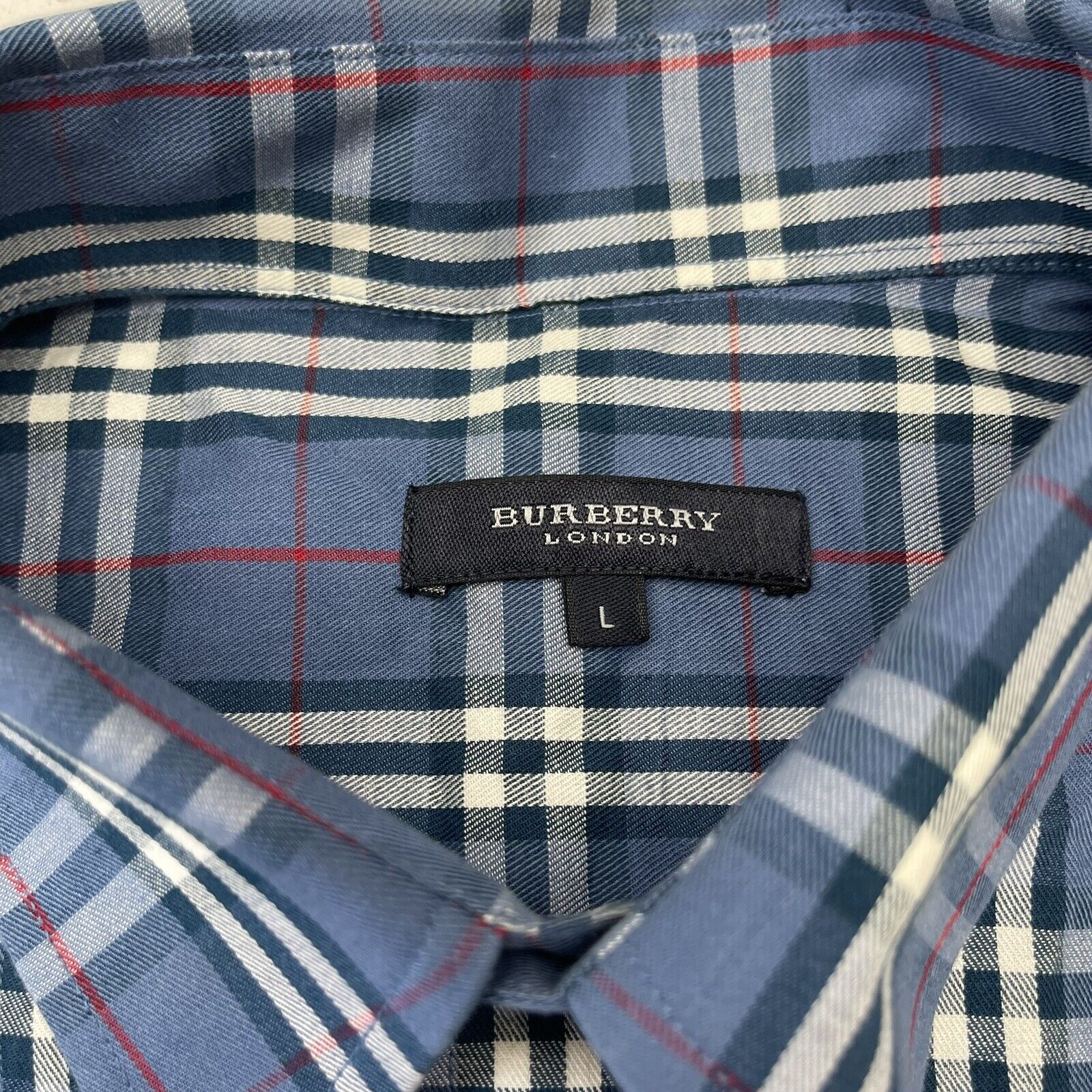 Burberry London Cotton Blue Plaid Short Sleeve Button Down Mens Size L -  beyond exchange