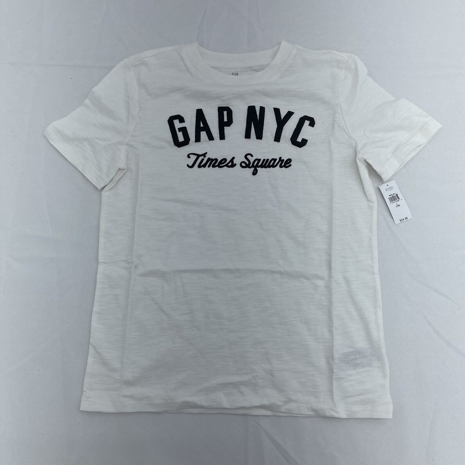 Gap White Graphic Print Short Sleeve T-Shirt Boys Size Large NEW