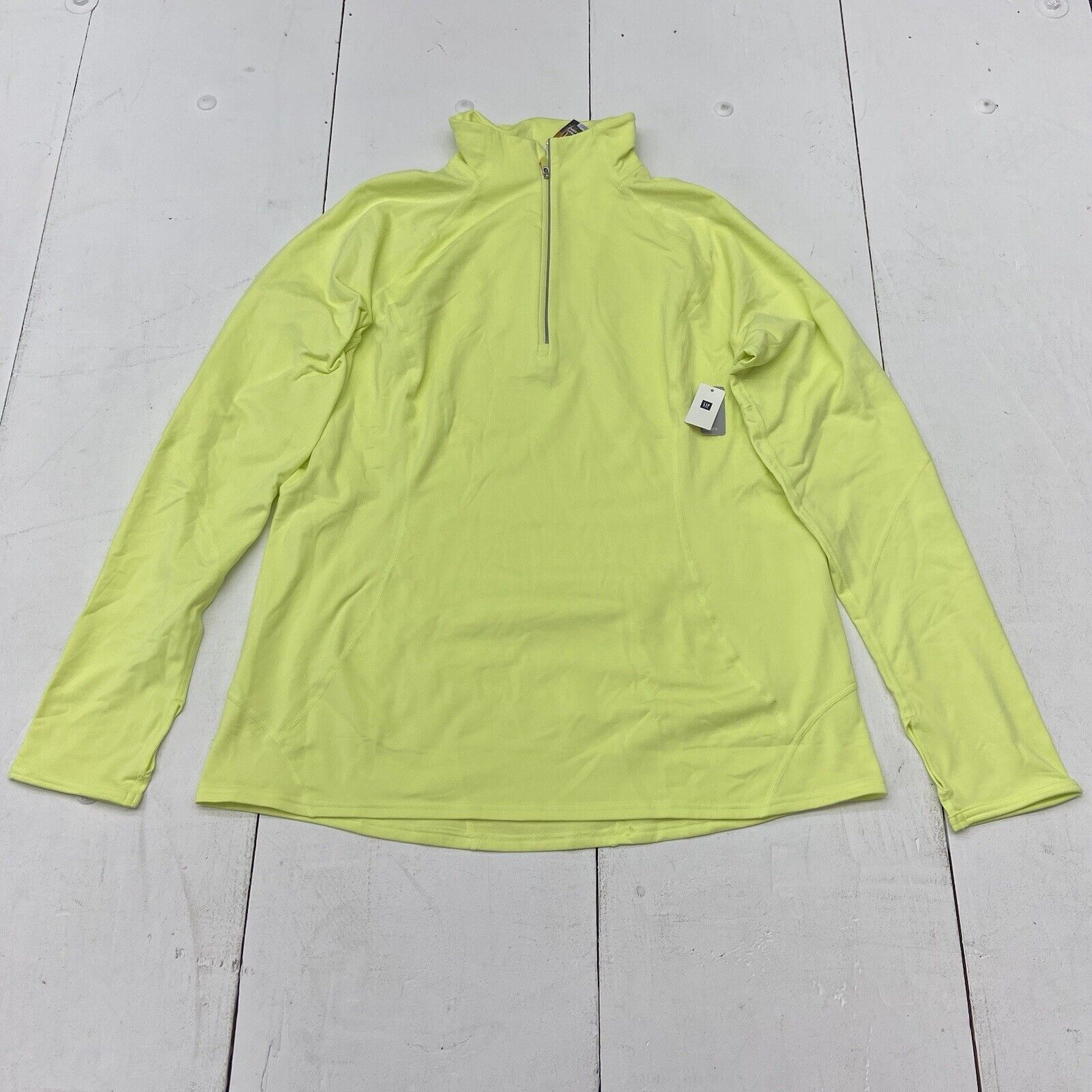 GAP Fit Sunny Lime Long Sleeve 1/2 Zip Athletic Shirt Women Size