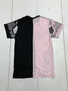 Fresh laundry Mens Pink Black Color Block Graphic Short Sleeve Shirt Size Small