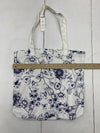 Chico&#39;s Canvas Blue and White Floral Tote Bag Lightweight Sunflower