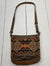 Myra Bag Brown Red Yellow & Tan Aztec Print Leather/Cotton Crossbody Purse*