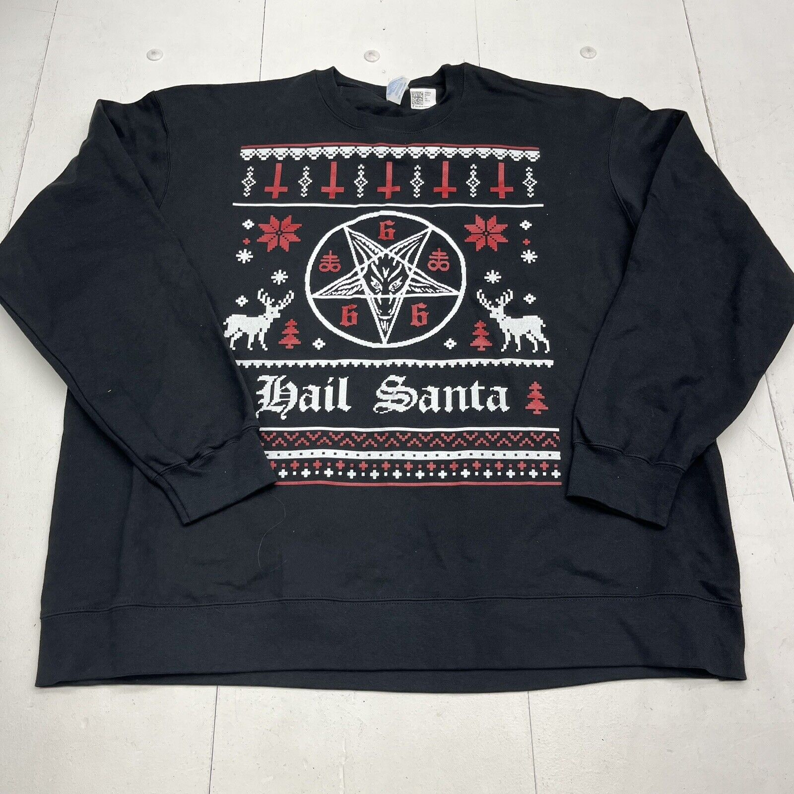 Custom Graphic Black Hail Santa Sweatshirt Unisex Adult Size 2XL NEW
