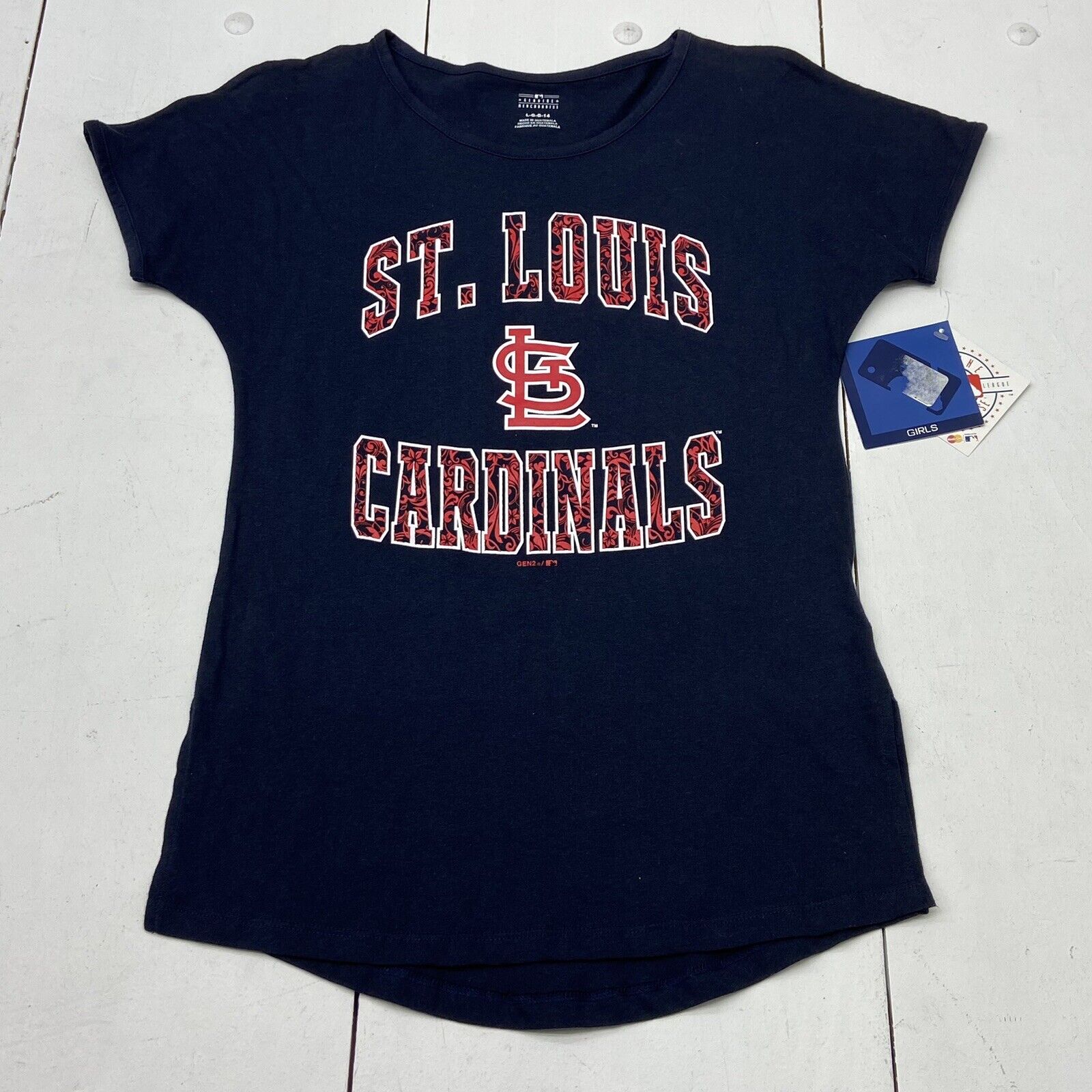 St Louis Cardinals MLB Blue Short Sleeve T-Shirt Youth Girls Size Large NEW