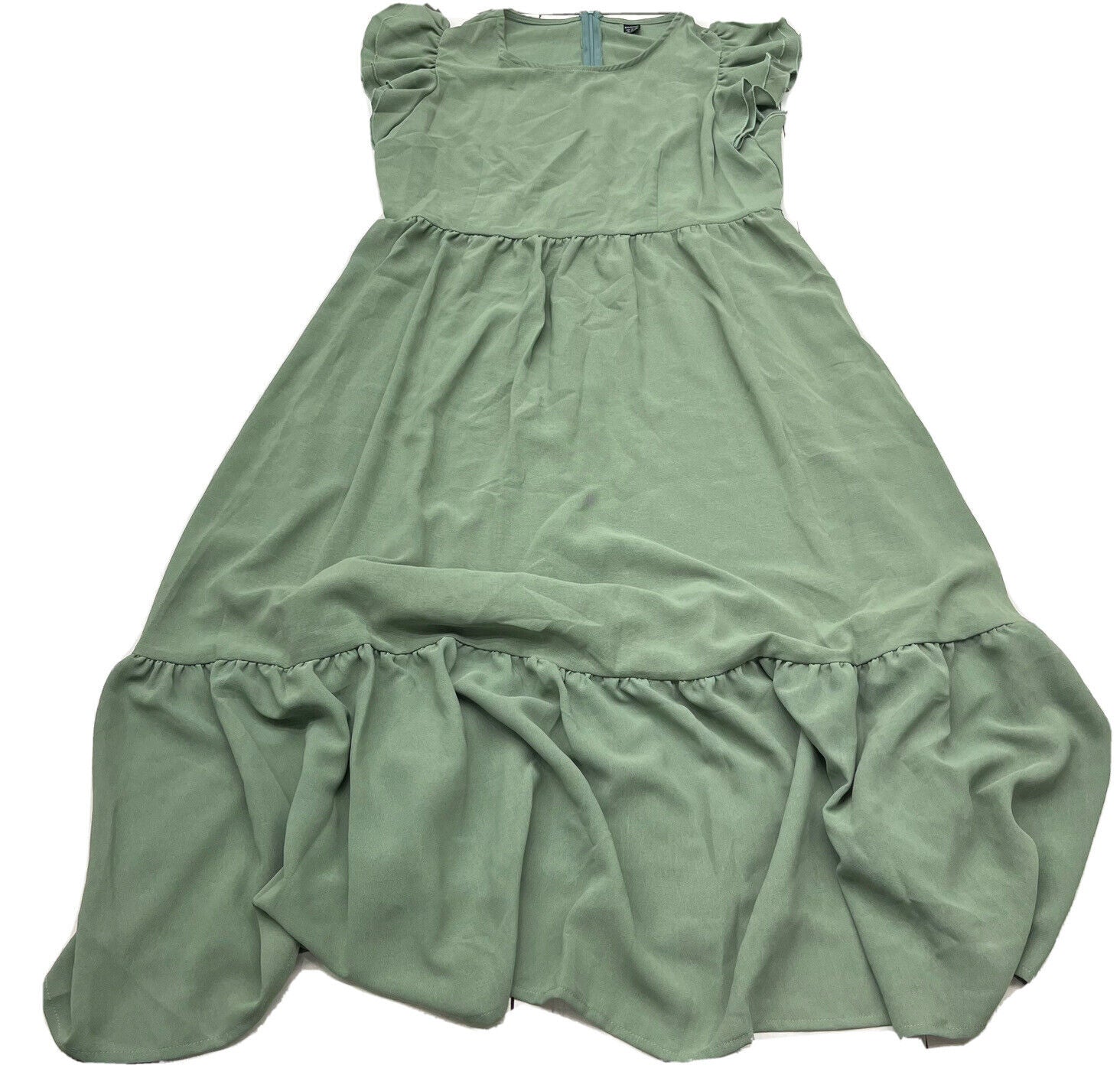 Dreimp Sage Green Ruffle Short Sleeve Dress Women’s Size XL NEW