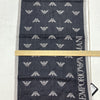 EMPORIO ARMANI All-Over Eagle Embroidered Wool Scarf Anthracite Grey New