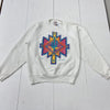 Vintage Oneita White Pullover Graphic Las Vegas Sweater Men Size L Made In USA