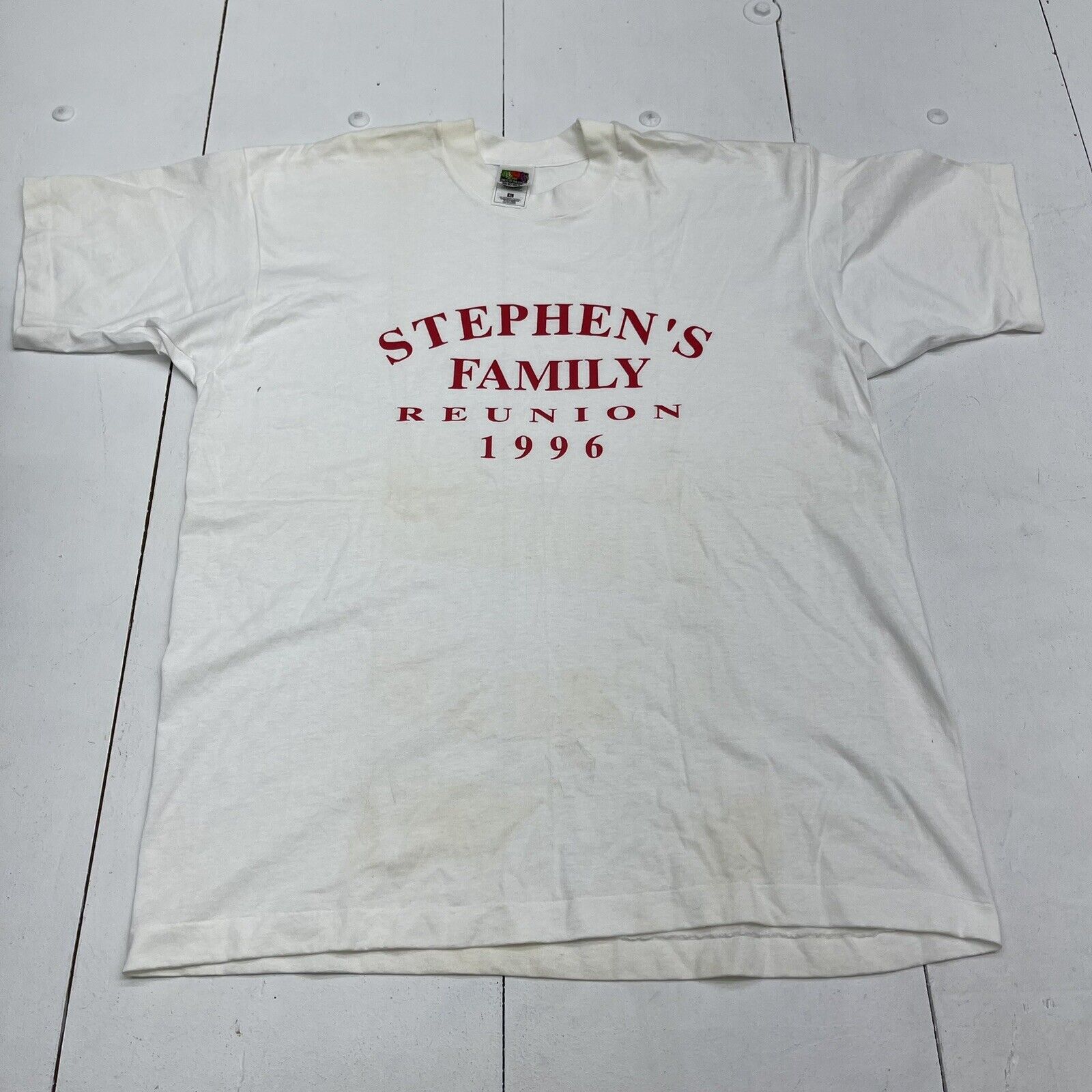 Vintage Fruit Of The Loom Stephens Family Reunion 1996 White T Shirt Mens XL