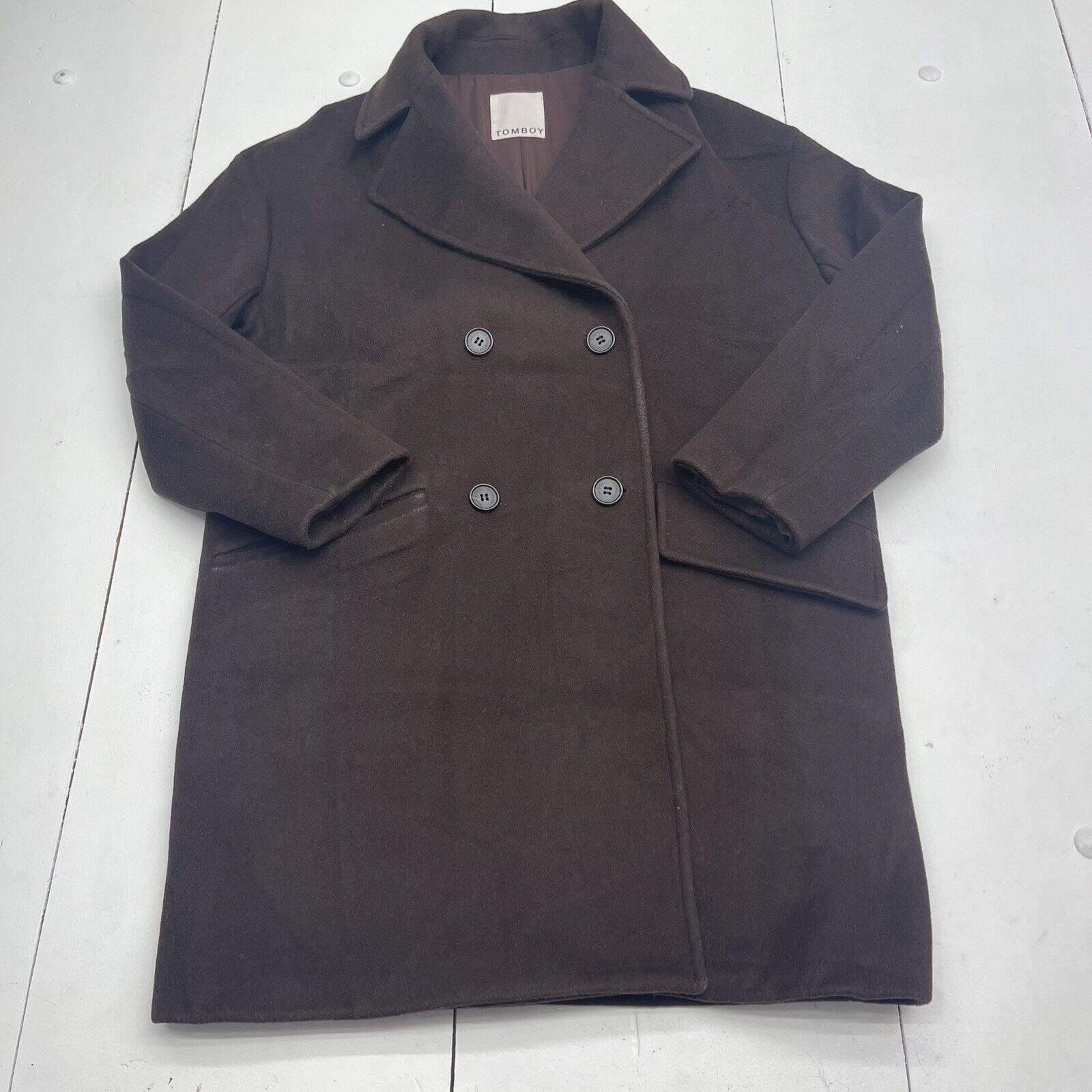 Tomboy Brown Double Breasted Button Front Coat Women’s