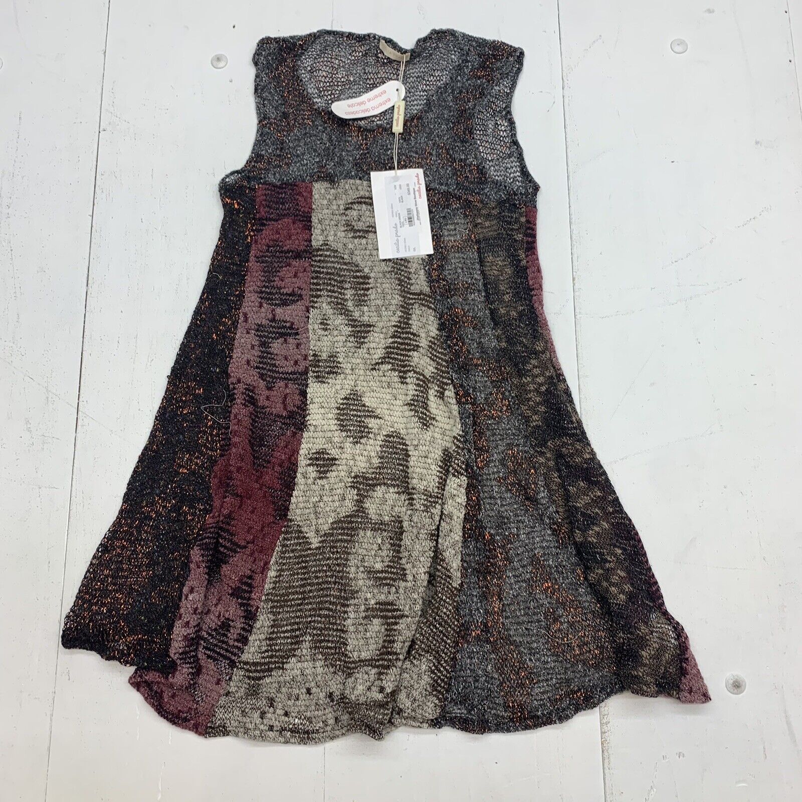 Cecilia Prado Womens Black multicolor Knit Sleeveless Dress size Large