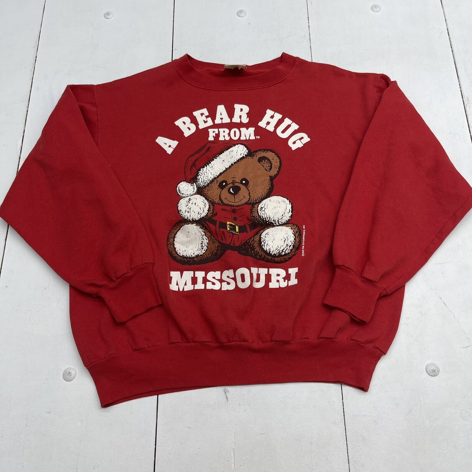 Vintage PM Enterprises A Bear Hug From Missouri Red Sweatshirt Adult Size XL