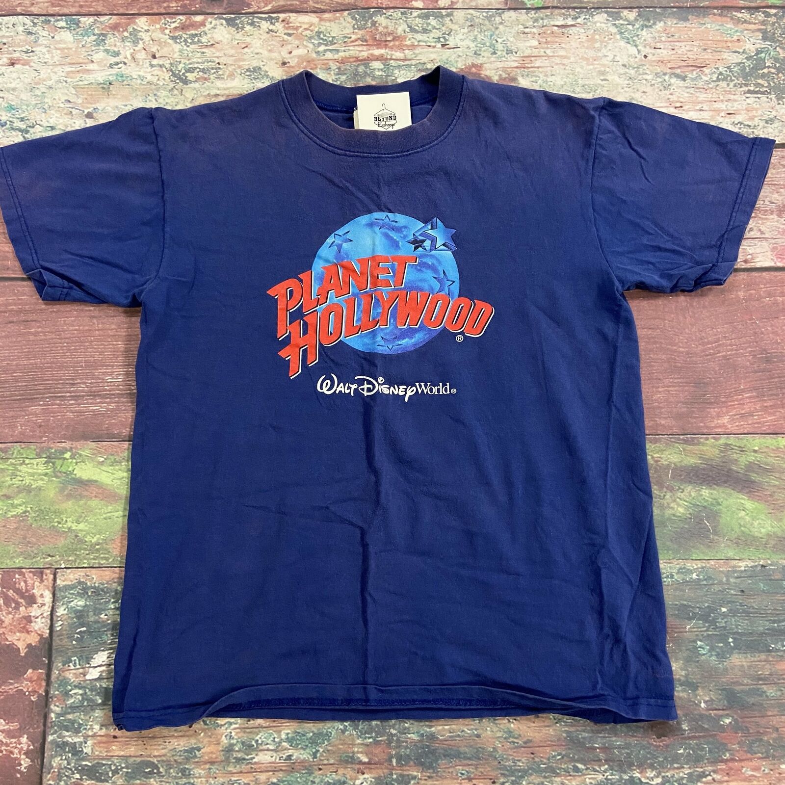 Vintage Planet Hollywood Disney World 1991 Blue T-Shirt Men Size S Made In USA *