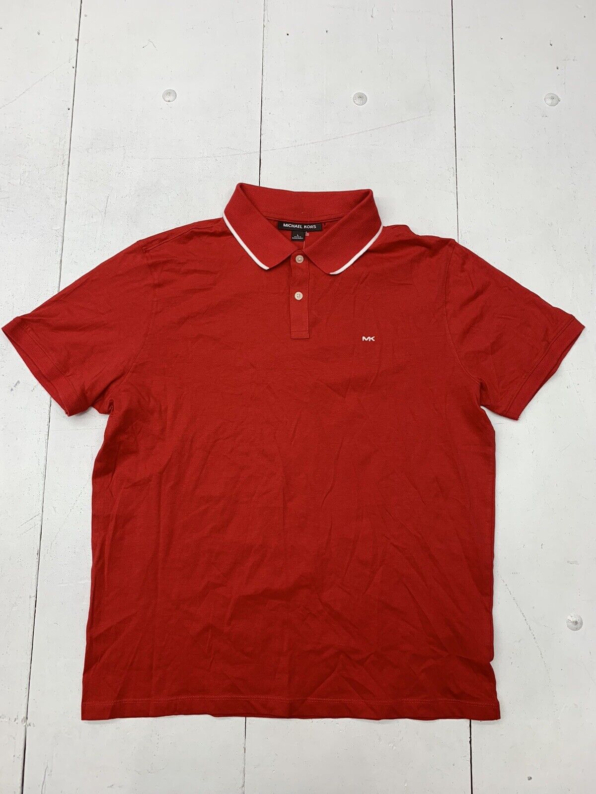 Michael Kors Mens Red Short Sleeve Polo Size Large