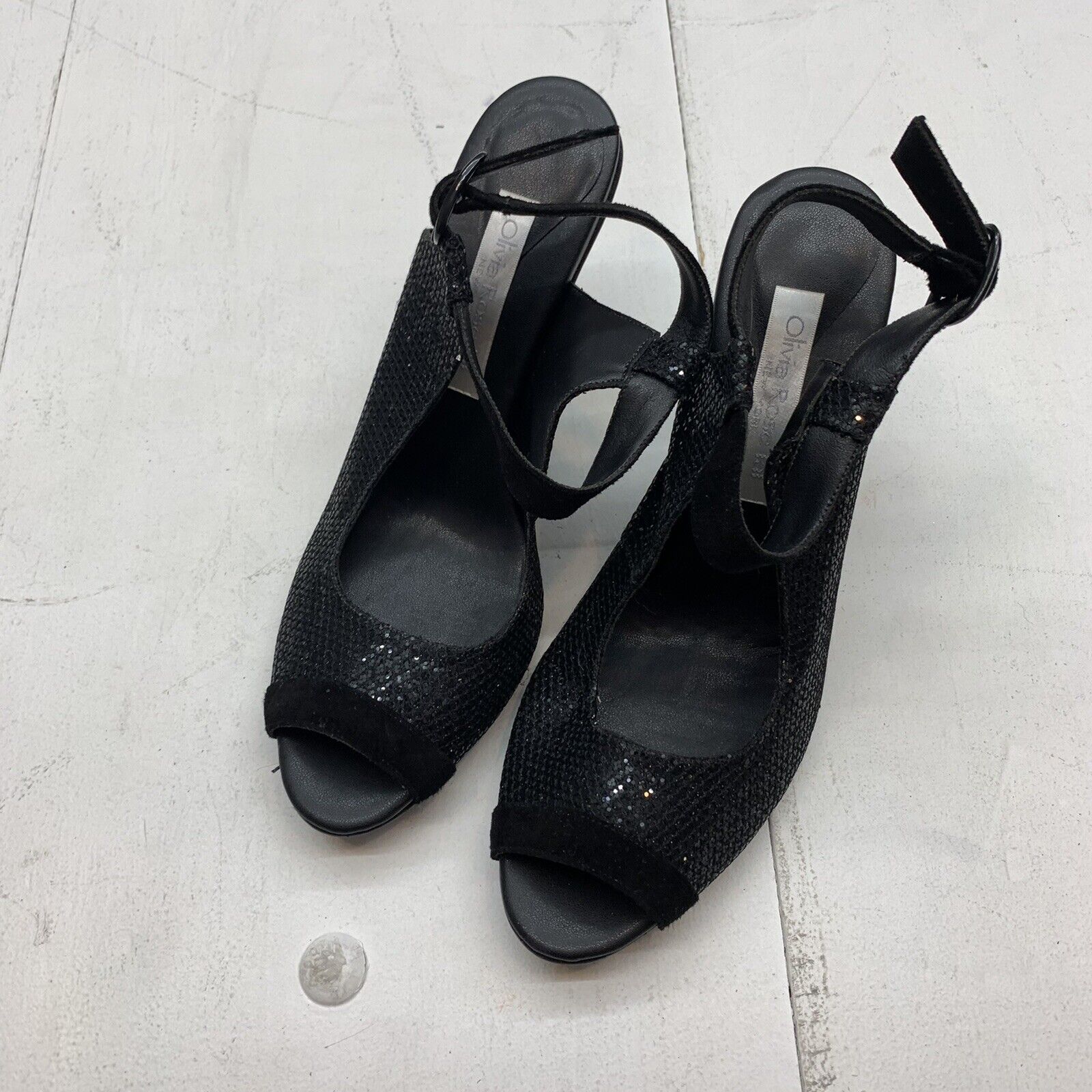 Olivia Rose Tal Womens Black Sparkle Heels Size 10