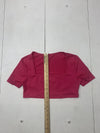 Shein Womens Hot Pink Crop Short Sleeve Shirt Size Petite Small