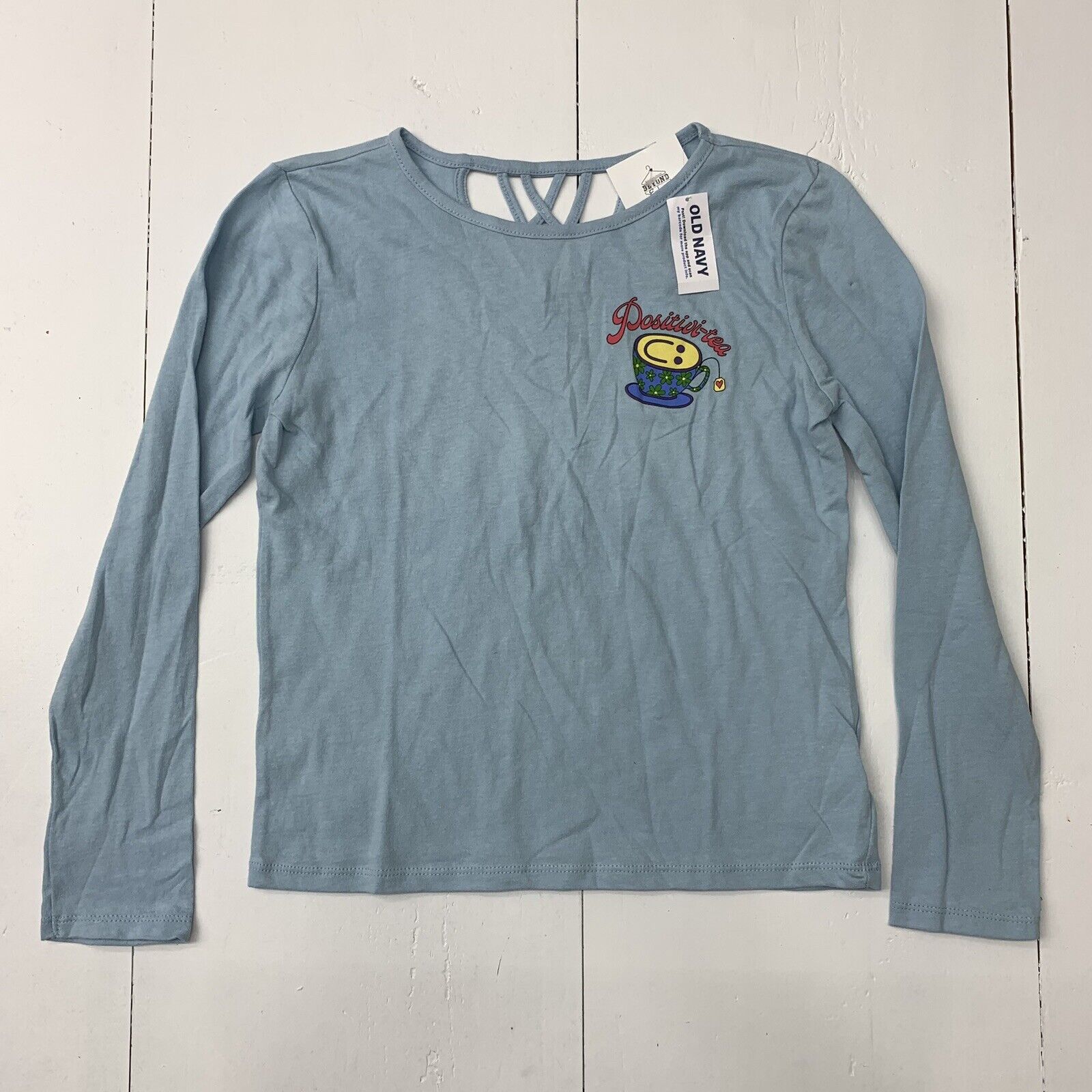 Old Navy Girls Blue Long Sleeve Graphic Shirt Size Large