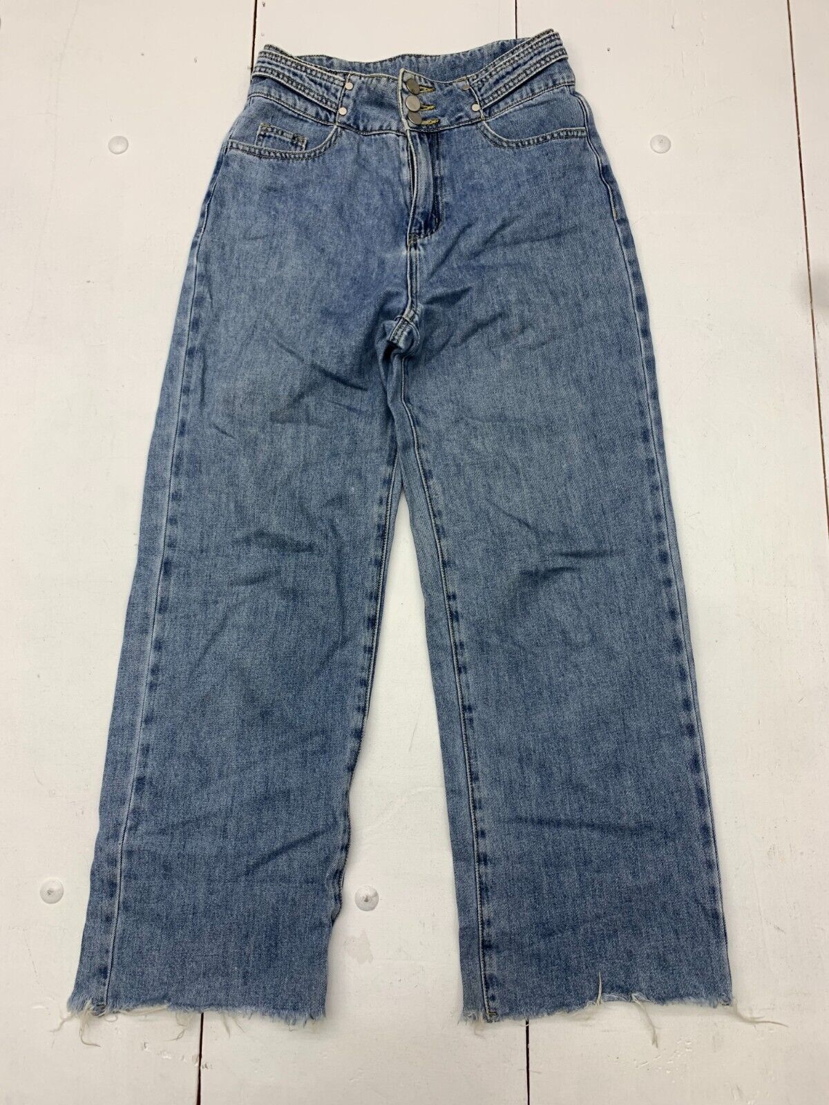 Rococo Womens Blue Denim Baggy Wide Leg Jeans Size Small