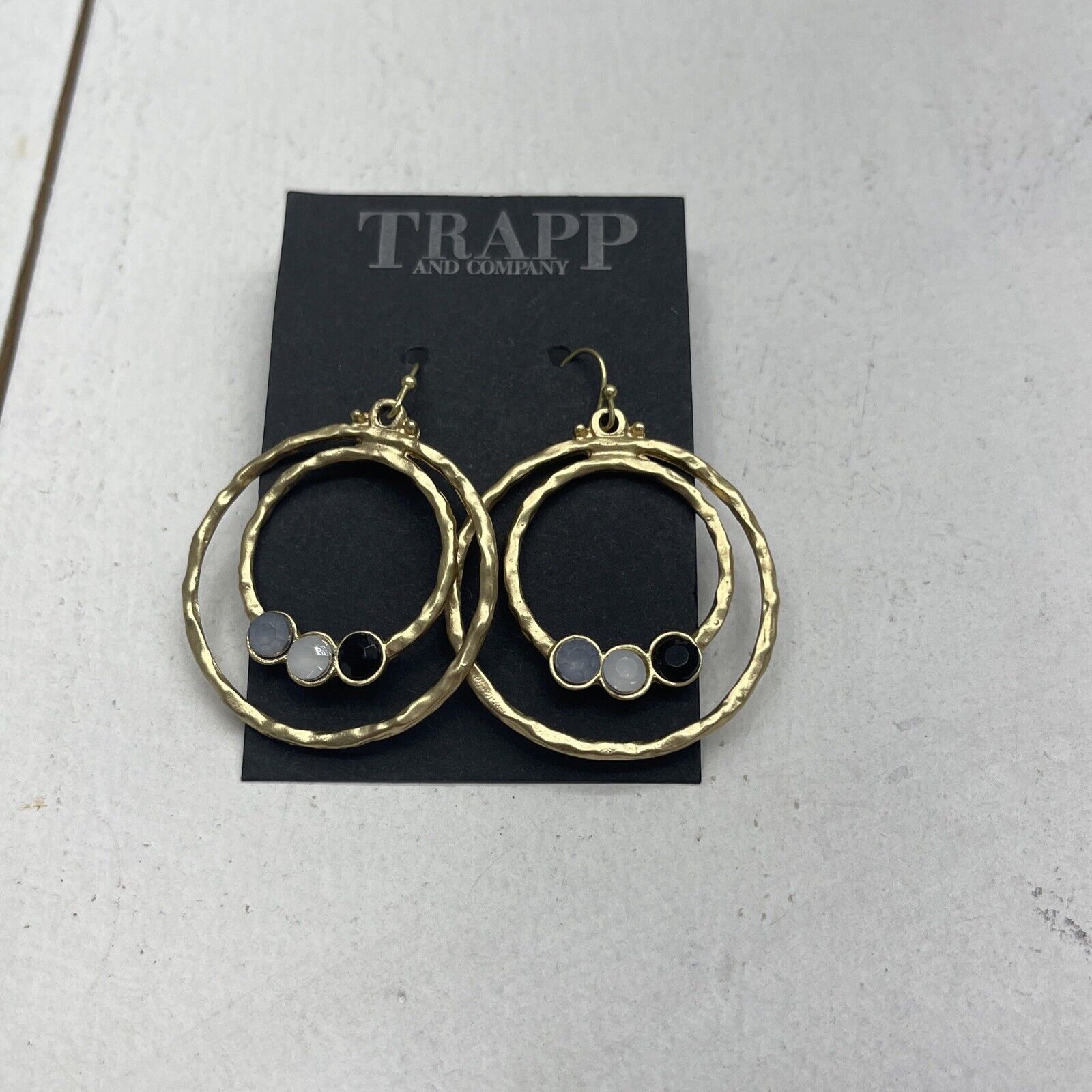 Trapp And Company Gold Double Circle Gem UPG Earrings
