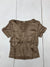 Womens Brown Short Sleeve Crop Tee Size Small