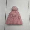 C.C Kids Pink Cable Knit Lined Beanie With Pink Pom Pom Kids One Size