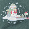Vintage Morning Sun Green Christmas Holiday Sweater Snowman Women Size S USA