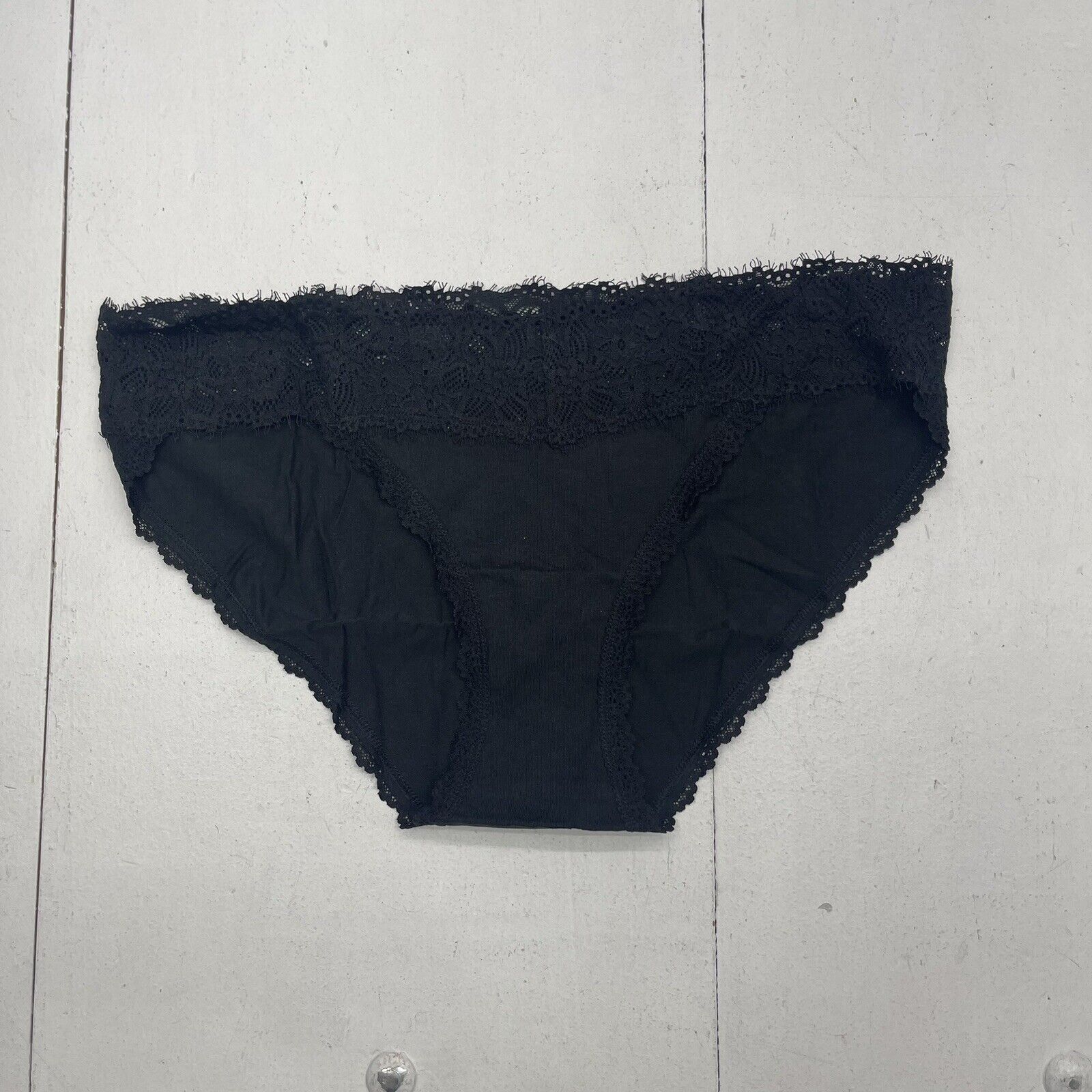 Aerie Black Lace Trim Cheeky Underwear Women's Size Large New