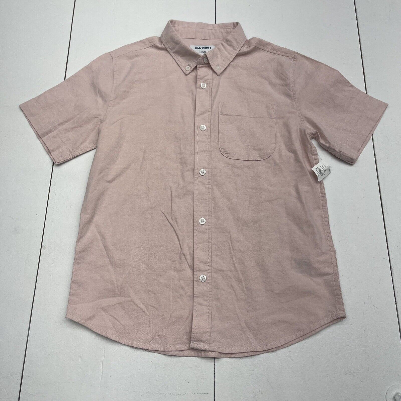 Old Navy Pink Short Sleeve Button Up Youth Boys Size Large New