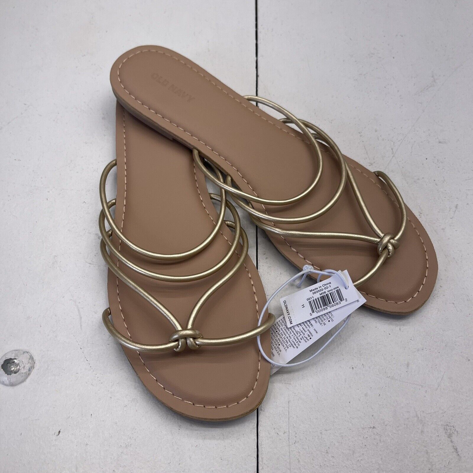 Old Navy Gold Faux Leather Strappy Knotted Sandals Women’s Size 11 New