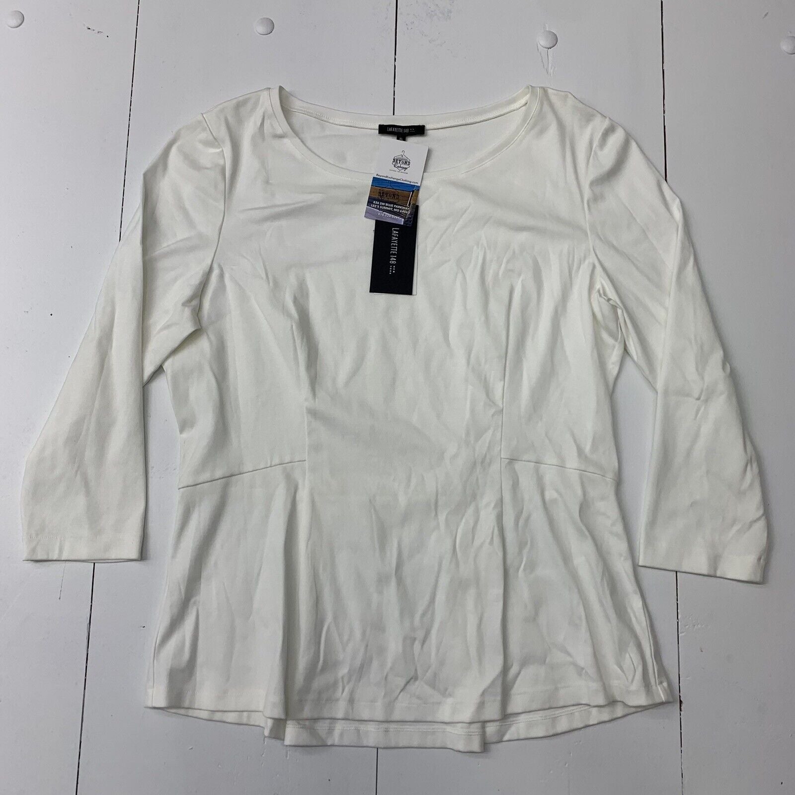 Lafayette 148 New York Womens White Long Sleeve Shirt Size XL