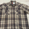 Vintage Plains Gray Plaid Short Sleeve Western Pearl Snap Shirt Print Men Size L