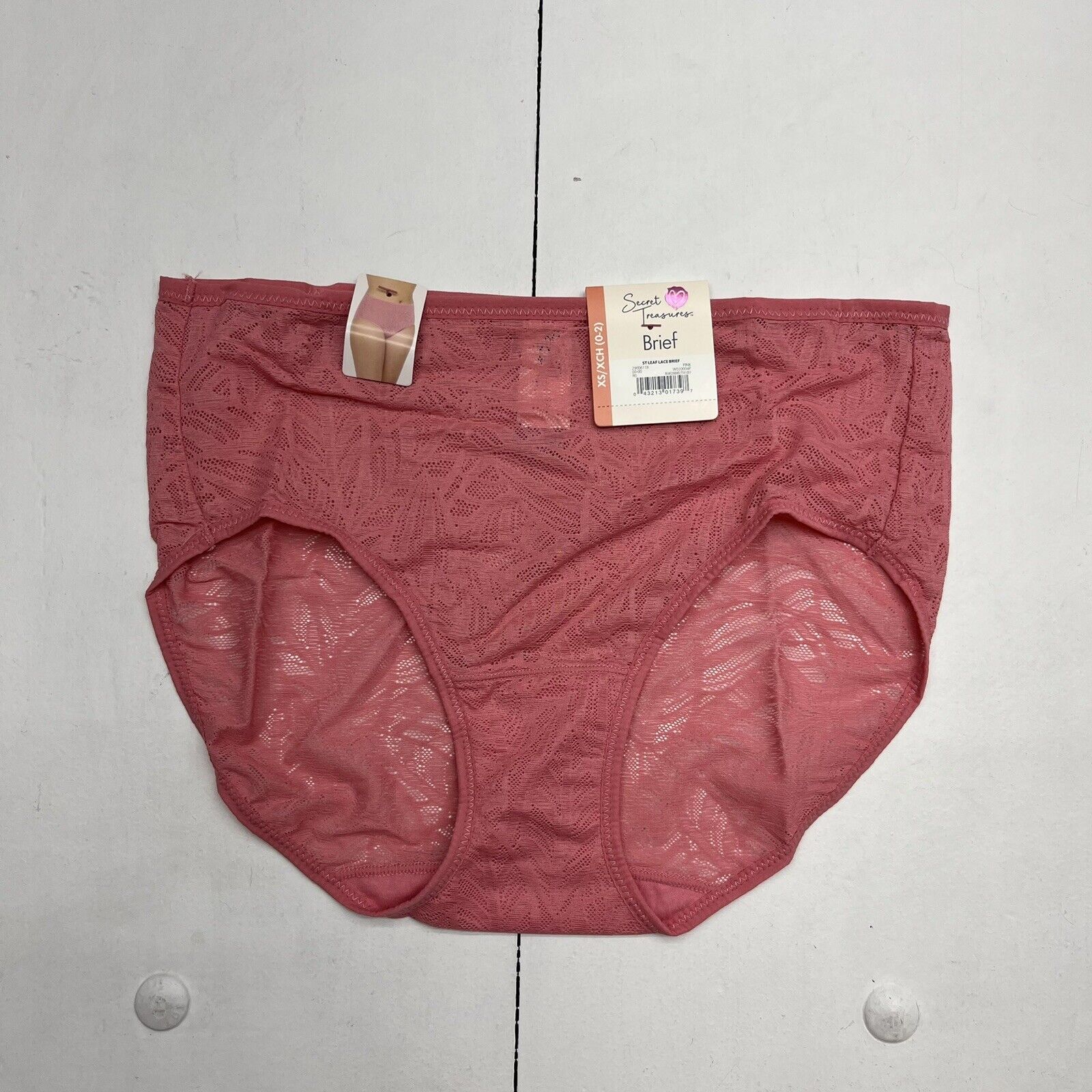 Secret Treasures Pink Leaf Lace Brief Panty Women’s Size XS/XCH(0-2) NEW
