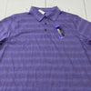 Antigua Performance Golf Lavender Stripped Short Sleeve Polo Shirt Men Size L *