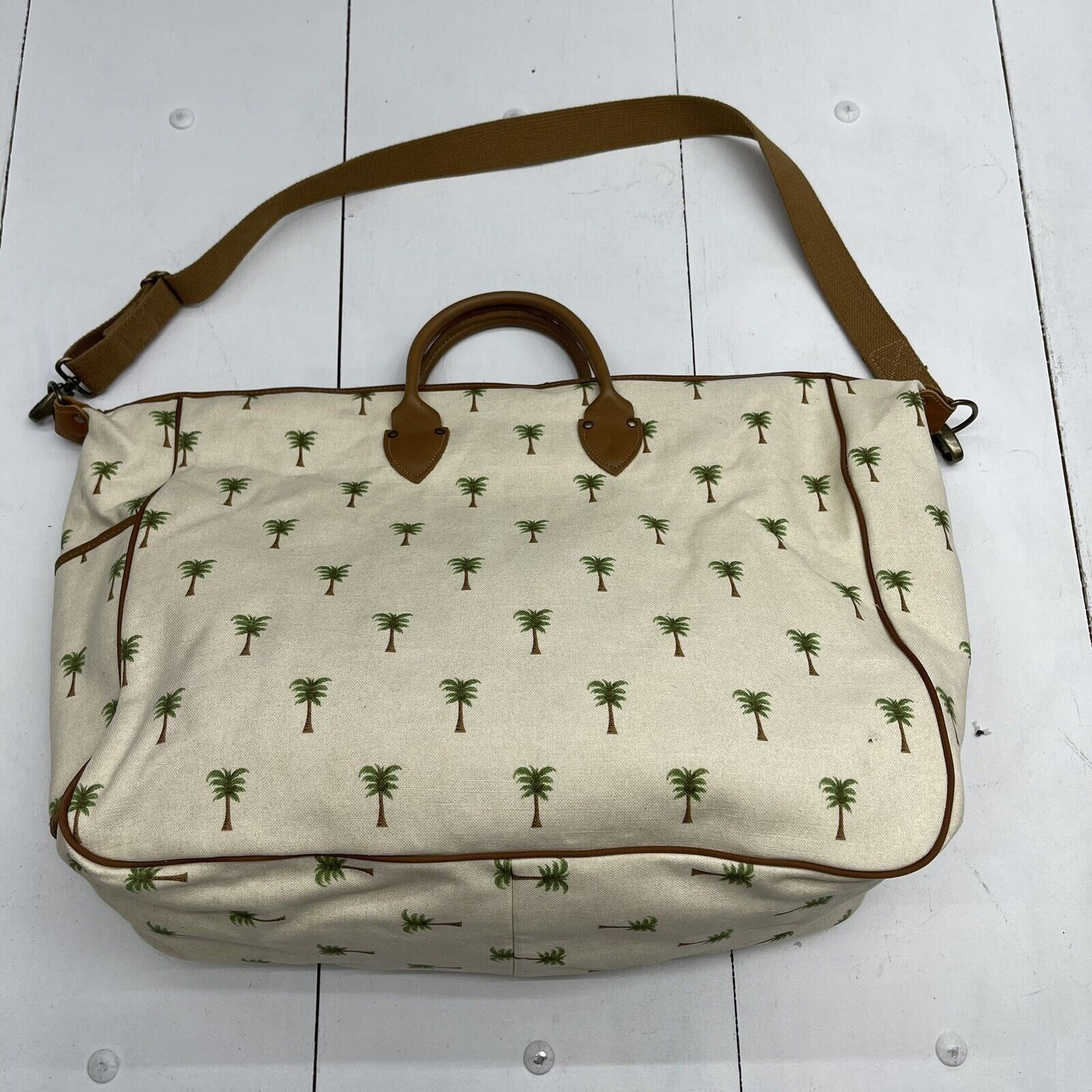 Accessories Unlimited British Palm Trees Canvas Weekender Bag New Defects