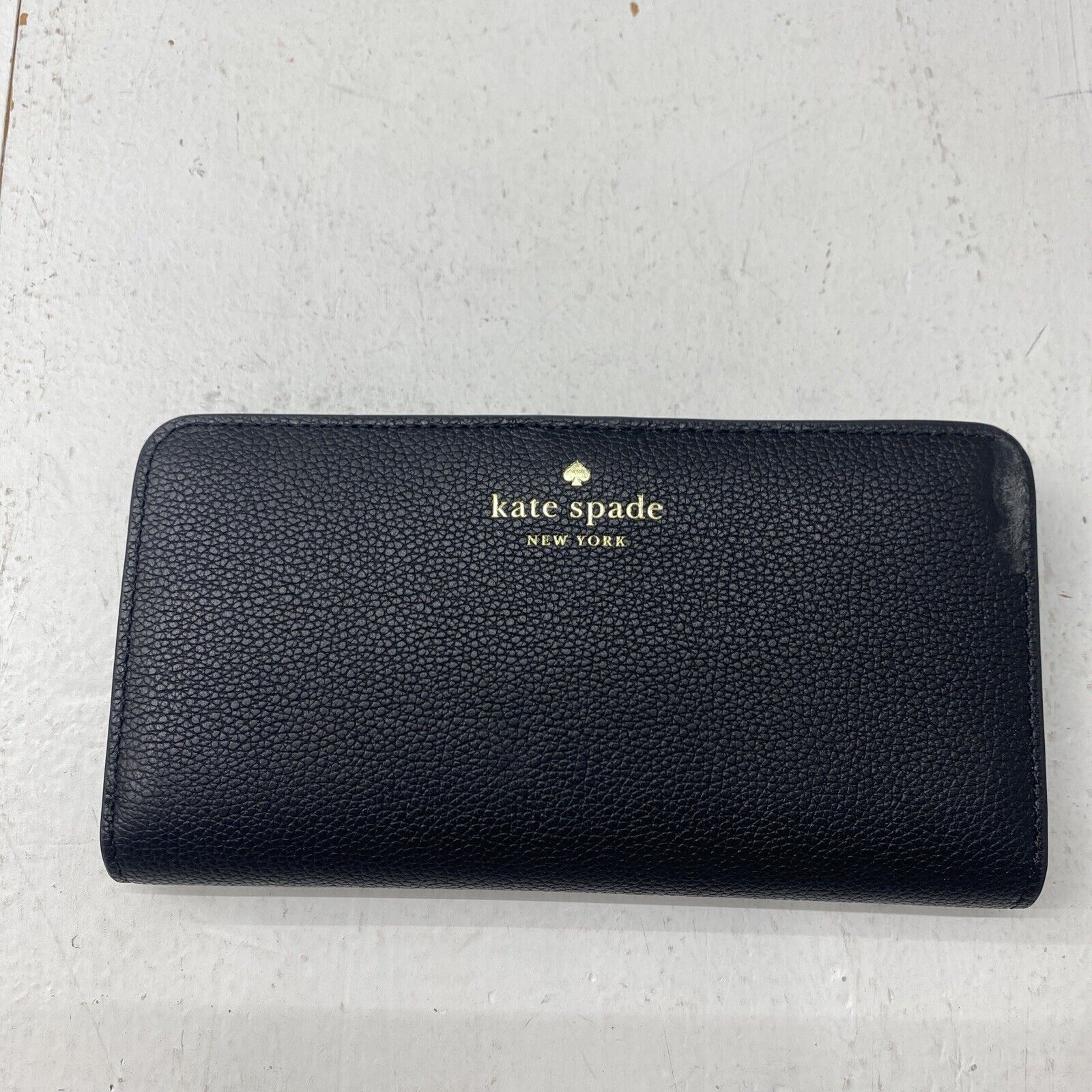 Kate Spade K9754 Bailey Pebble Leather Large Slim Bifold Wallet All Black New