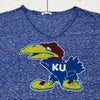 ‘47 Brand Kansas Jayhawks NCAA Blue Short Sleeve T-Shirt Women Size S Oversized