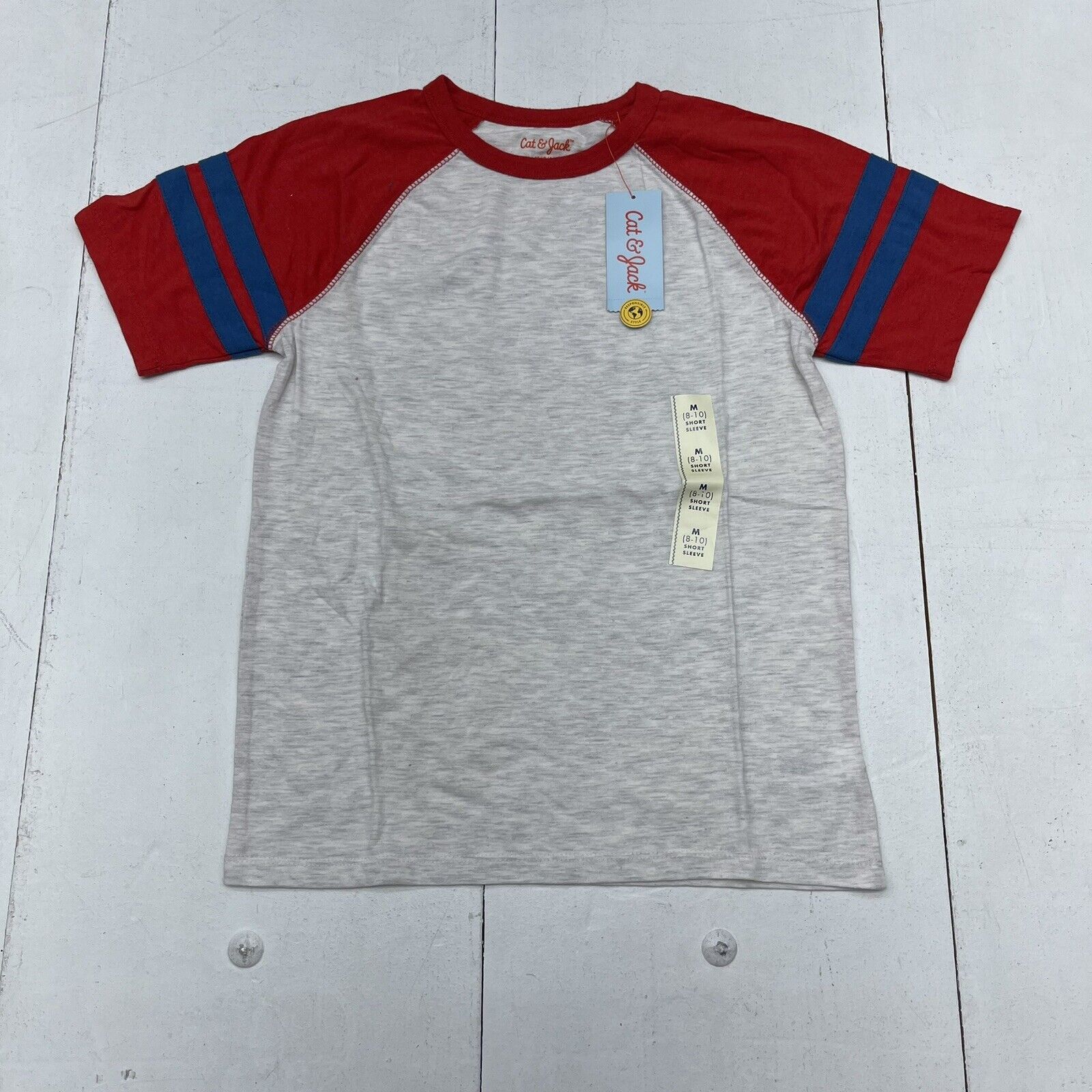 Cat & Jack White & Red Short Sleeve T-Shirt Boys Size Medium NEW