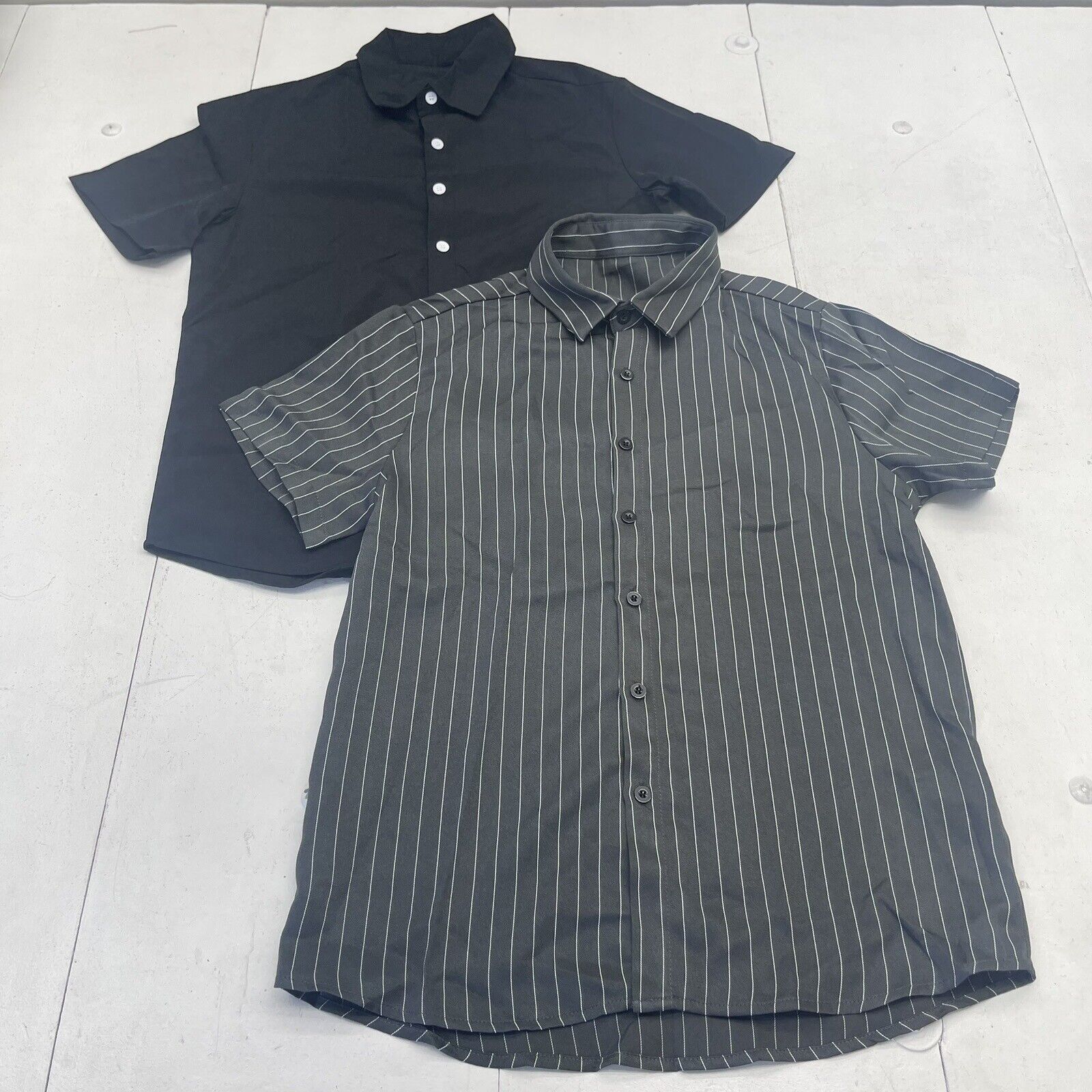 Shein 2 Pack Grey Stripe & Black Button Up Shirts Mens Small New