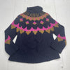 ALC Navy Blue Fair Isle Roll Neck Wool Blend Sweater Women’s Size Medium
