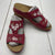 Unbranded Red Floral Embroidered Double Strap Sandal Slip On Womens Size 9 NEW