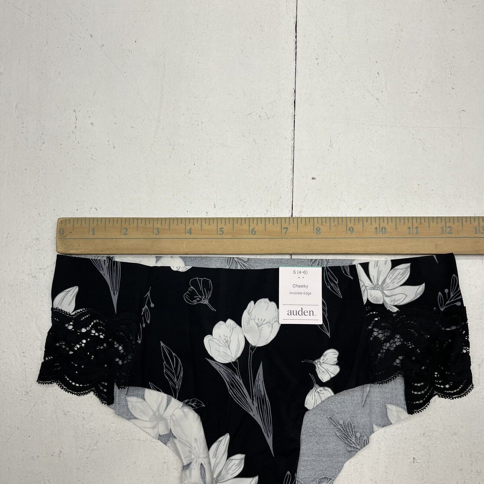 Auden Women's Comfort Hipster Underwear Black Floral Size S NWT