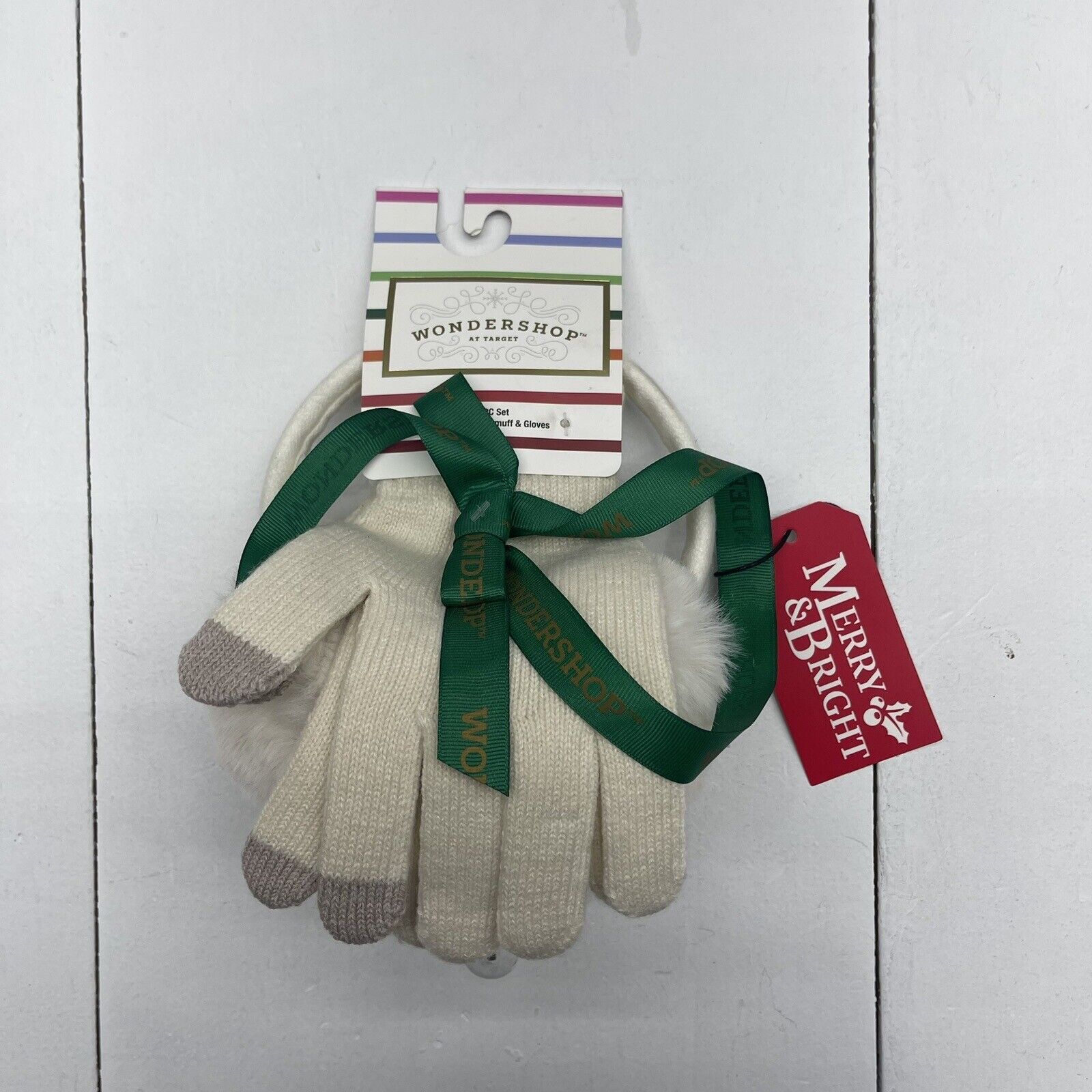 Wondershop White 2 Piece Gloves And Earmuff Set New
