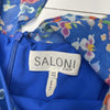 Saloni Vida B Blue Floral Asymmetrical MIDI Dress Women’s Size 12 Defects