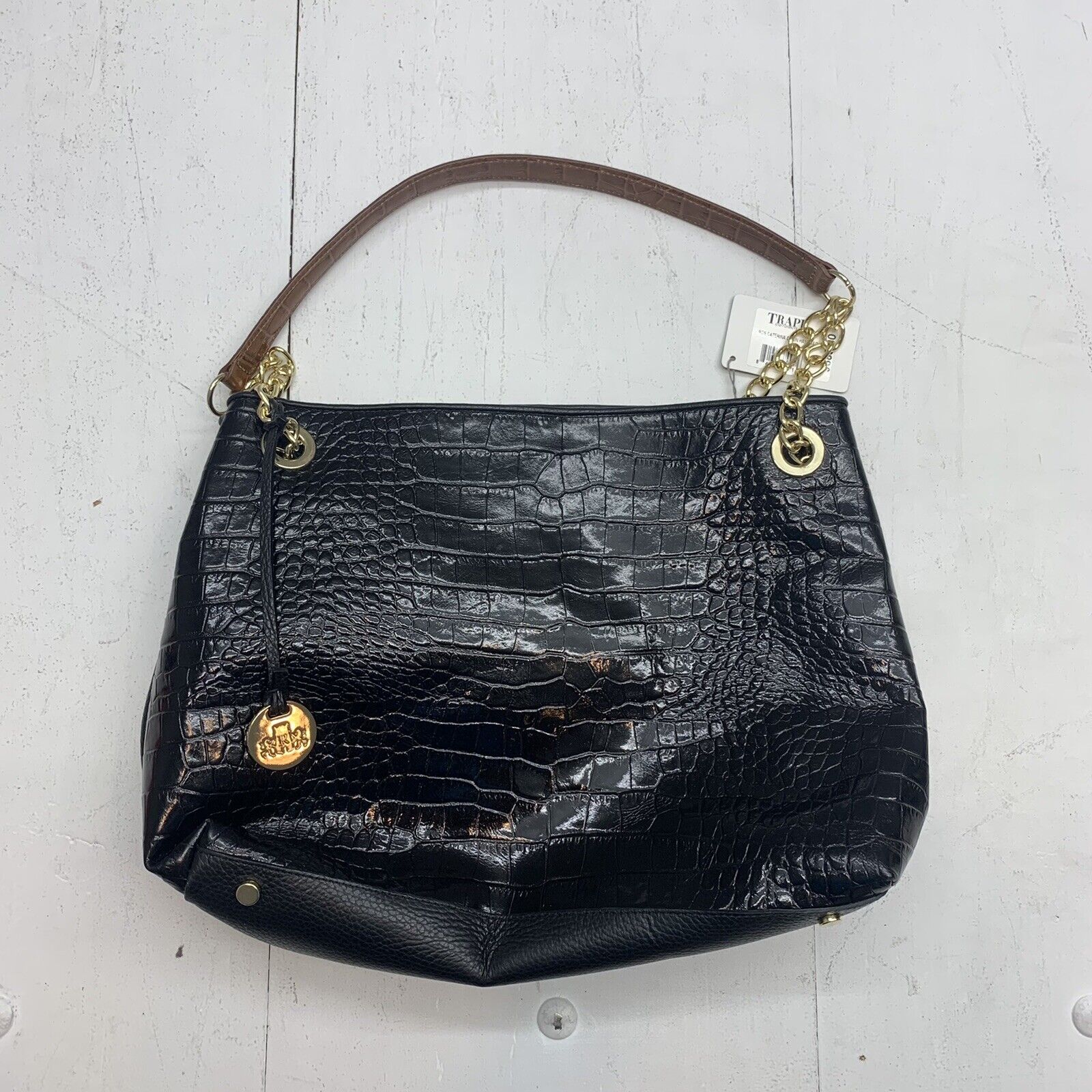 Ros Caterina womens black chain handbag