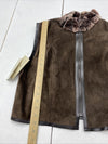 Vintage Bod &amp; Crisan Leather Fur Collar Reversible Vest ￼Women’s Size Large