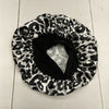 Women’s Black Leopard Print Satin Sleep Hair Bonnet Size OS