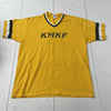 Vintage Russell Athletic Yellow KMKF Short Sleeve T Shirt Mens Large