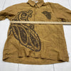 Man Of Fashion Mustard Yellow Embroidered Button Down Short Sleeve Mens Size L