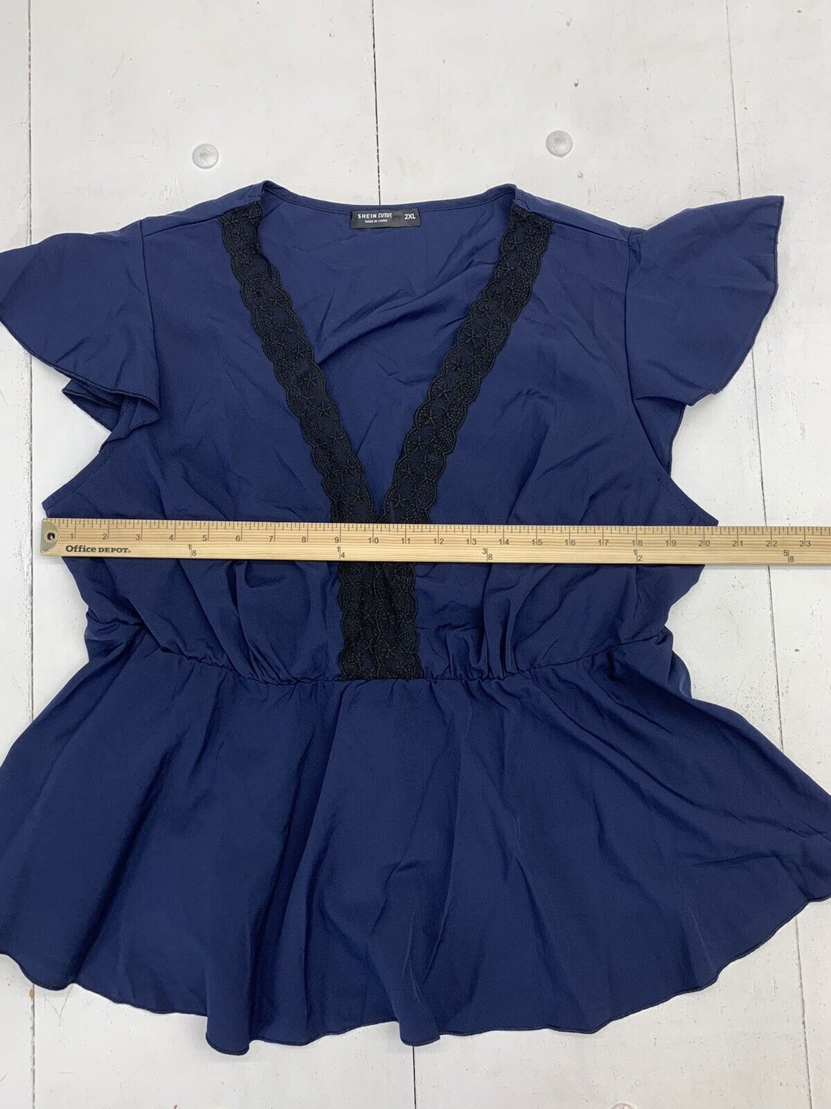 Shein Curve Womens Dark Blue Short Sleeve Blouse Size 2XL - beyond exchange